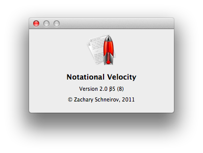 Screenshot of version window